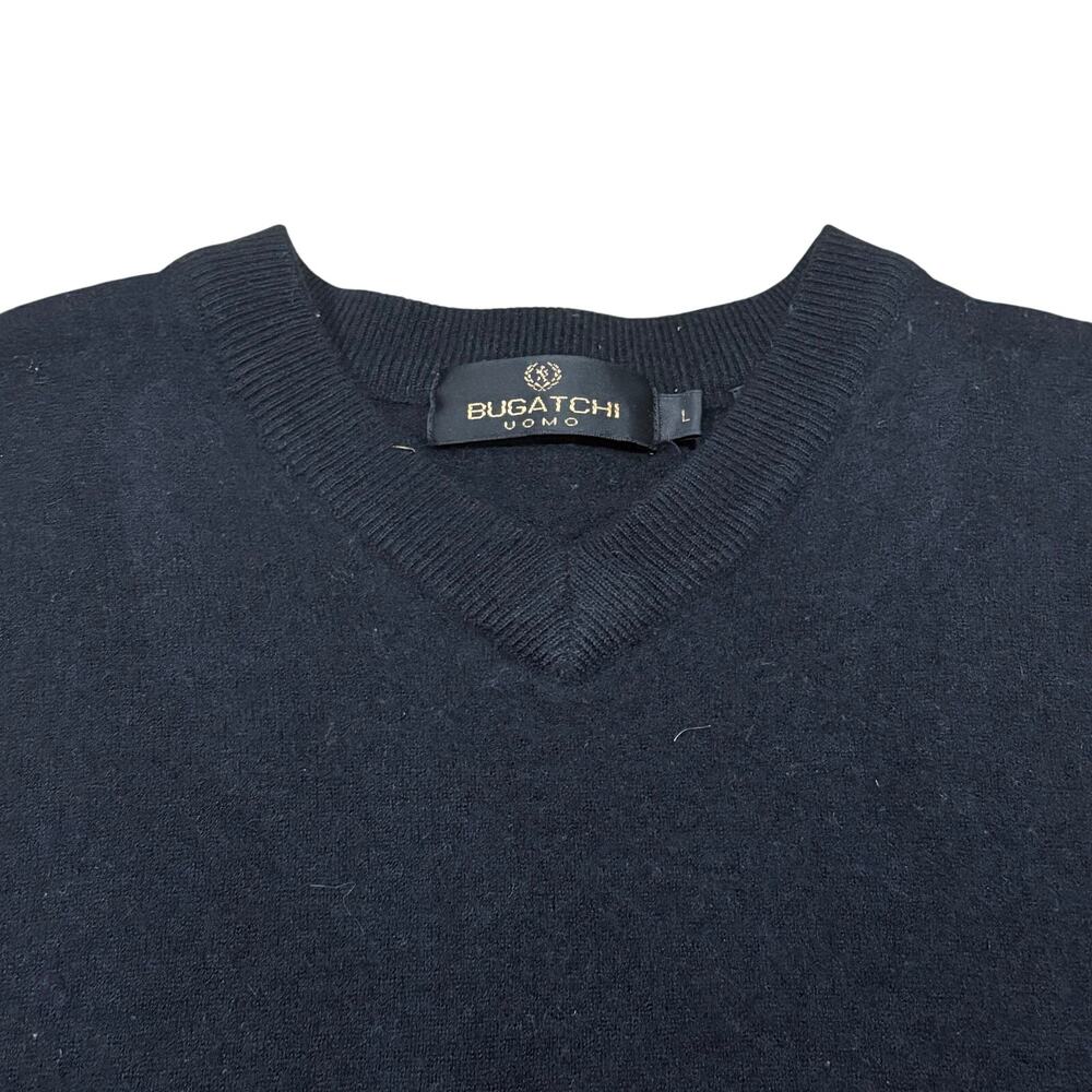 Bugatchi Uomo Men's Black Wool Silk Sweater Cashmere Crewneck Size Large Preppy - Picture 2 of 7